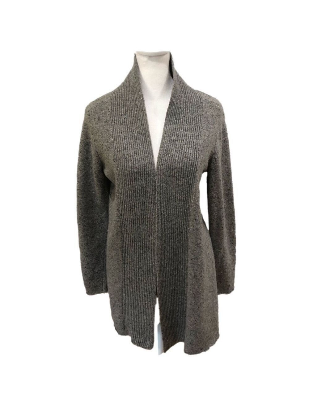 J Jill wool/cashmere blend Italian yarn open front cardigan. Gray. Size M